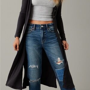 American Eagle Outfitters Charcoal/Black Long Sleeve Long Duster Cardigan